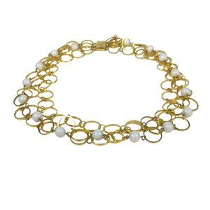 Goldtone Circle Chain Necklace 28 In Multi Strand Statement Box Vintage 60s 70s